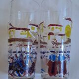 Set of 6 vintage glasses in their basket