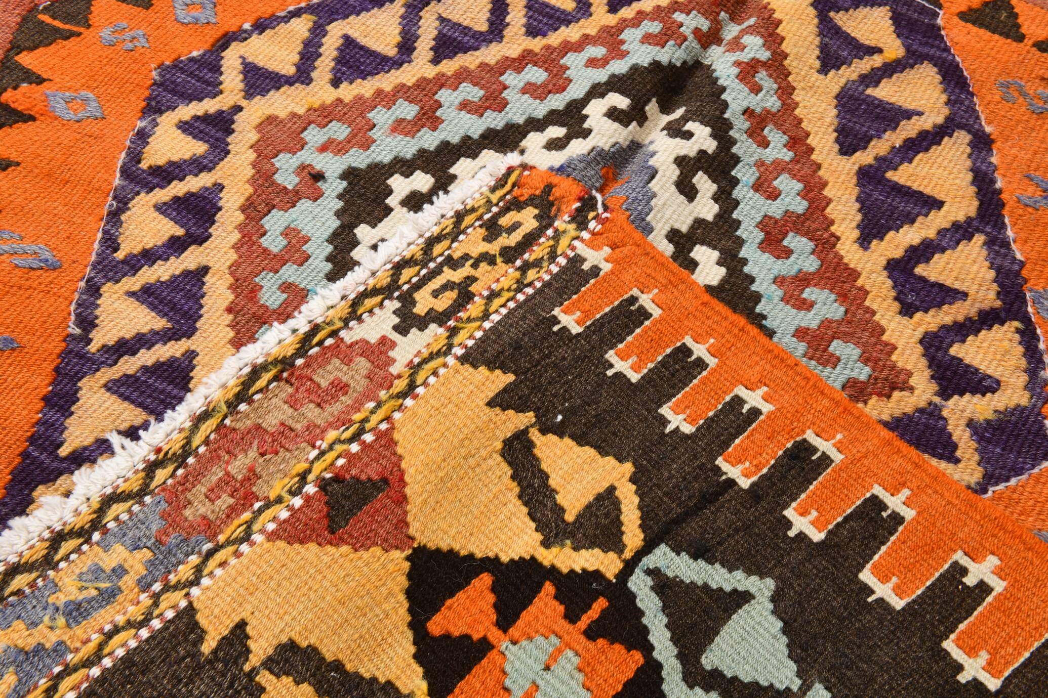 Red & Green Wide Turkish Runner Rug, 163x169cm