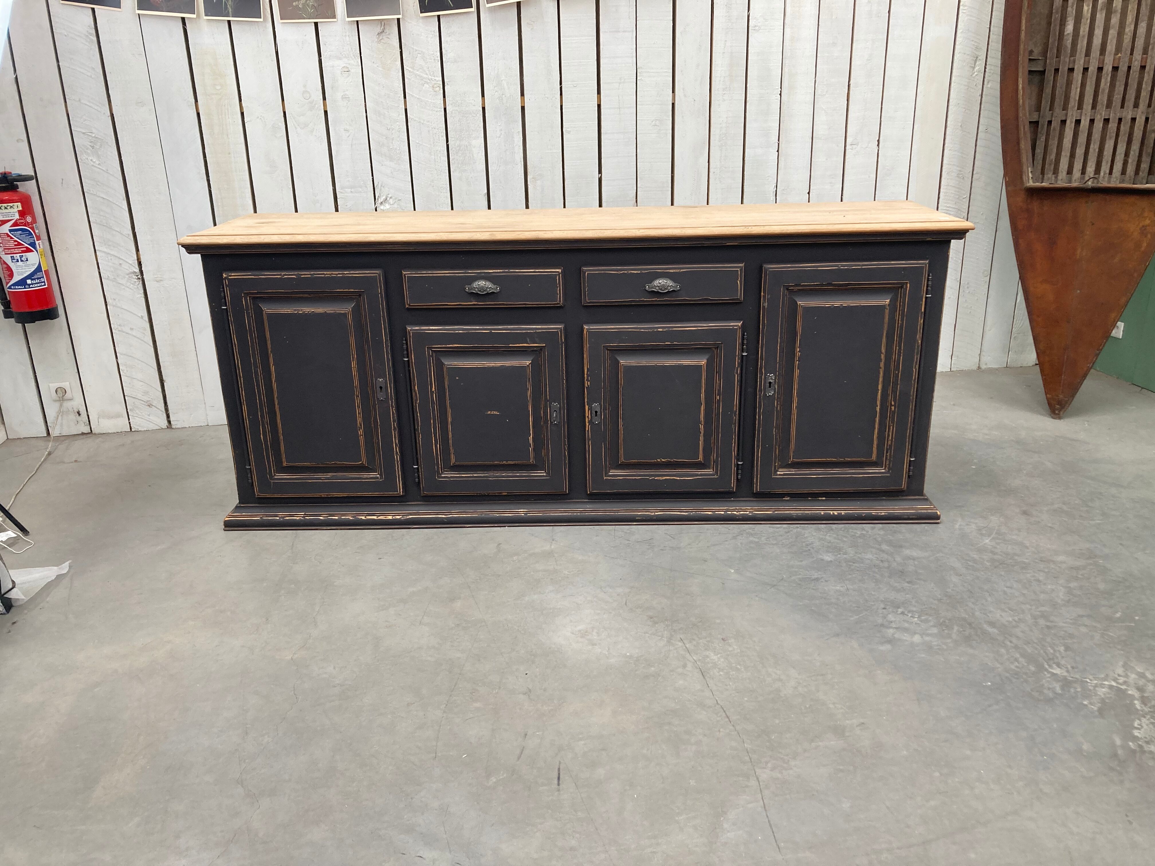 Old cabinet 4 doors 2 drawers in solid oak