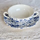 Vintage double-handled cup & saucer – Royal Tudor “Bouquet” blue