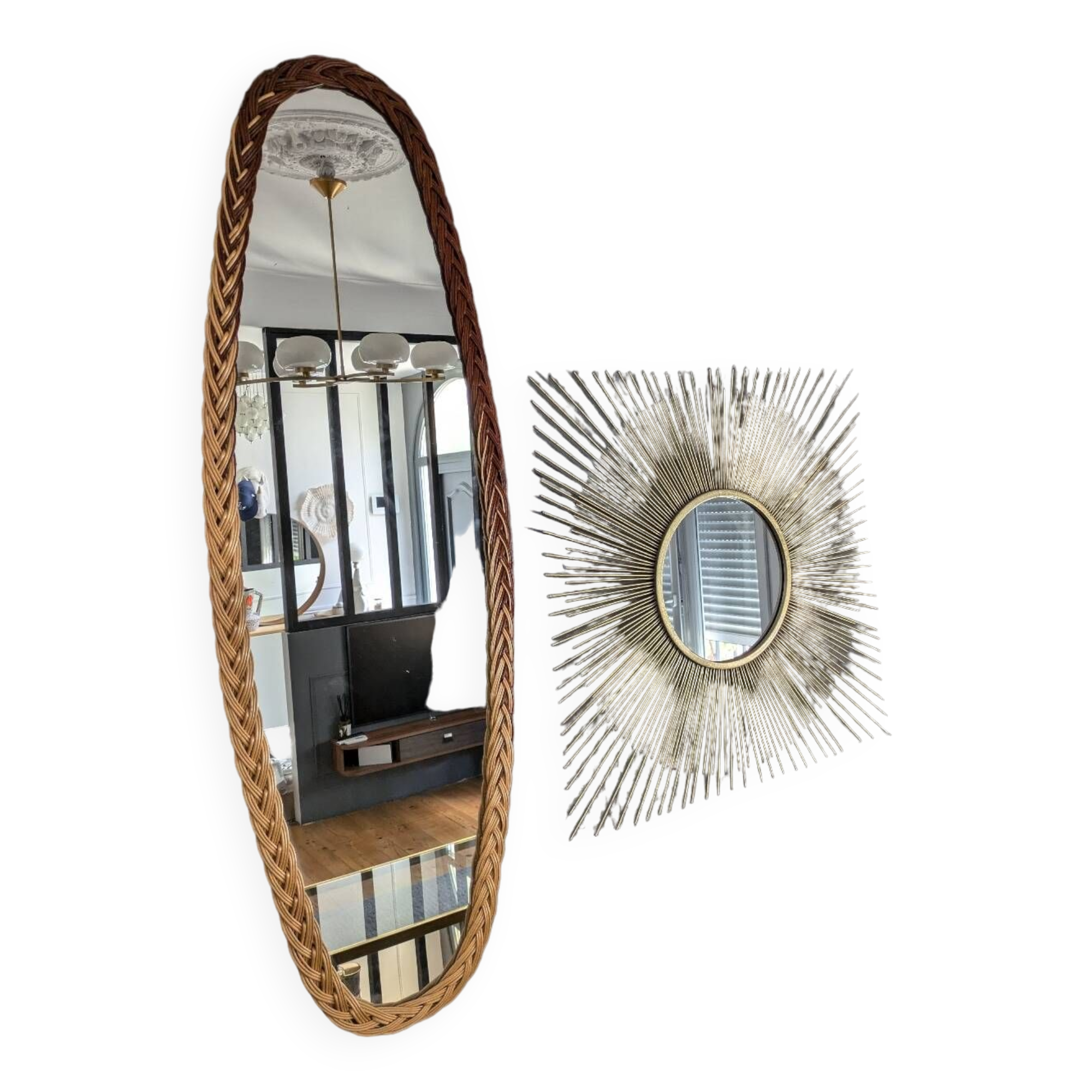 Large rattan mirror 60'