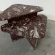 Set of 2 Belgian Rouge Griotte marble coffee tables, vintage postmodern nesting