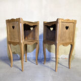 Pair of Louis XV style tables in solid oak, 1960