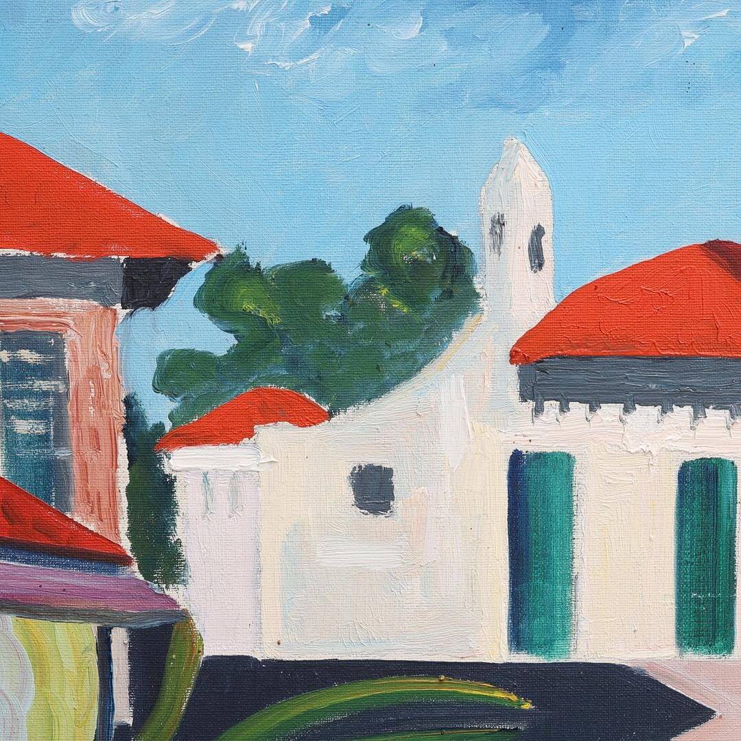 Original Swedish Oil on Canvas – “City View” by Gösta Sigfrid