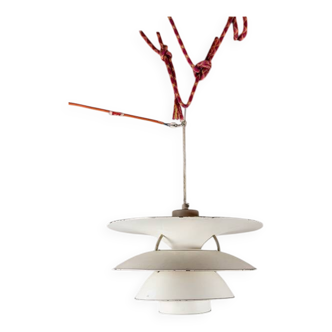 Suspension Danoise en métal brossé, modèle PH 6 ½ -6V par Poul Henningsen.