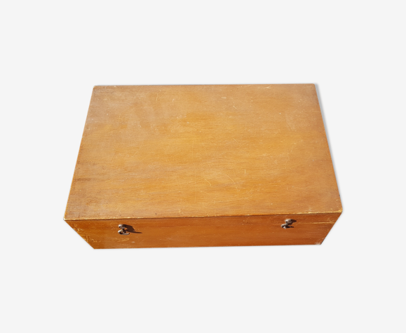Boîte ancienne de couture en bois avec compartiment amovible
