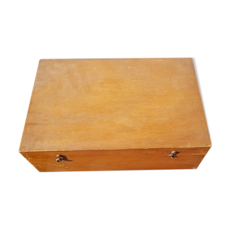 Boîte ancienne de couture en bois avec compartiment amovible