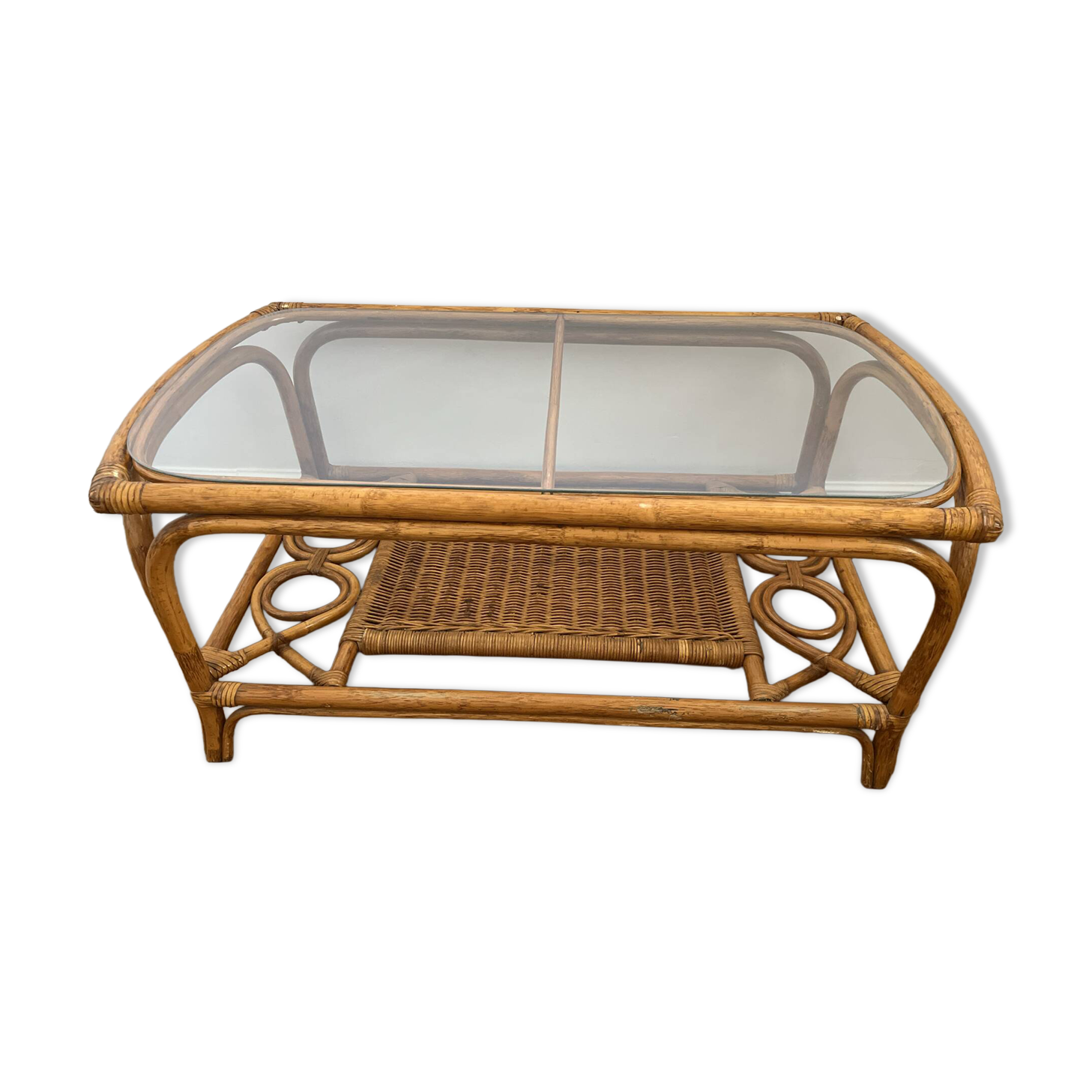 Vintage bamboo and rattan table