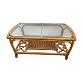Table en bambou et rotin vintage