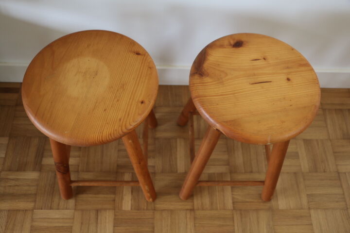 2 pine stools 450mm