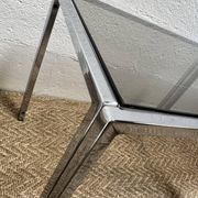 Set of 3 vintage nesting tables – Chrome metal & smoked glass