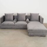 Canapé d'angle en velours argenté, design scandinave, années 00