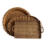 Plateaux en osier vintage