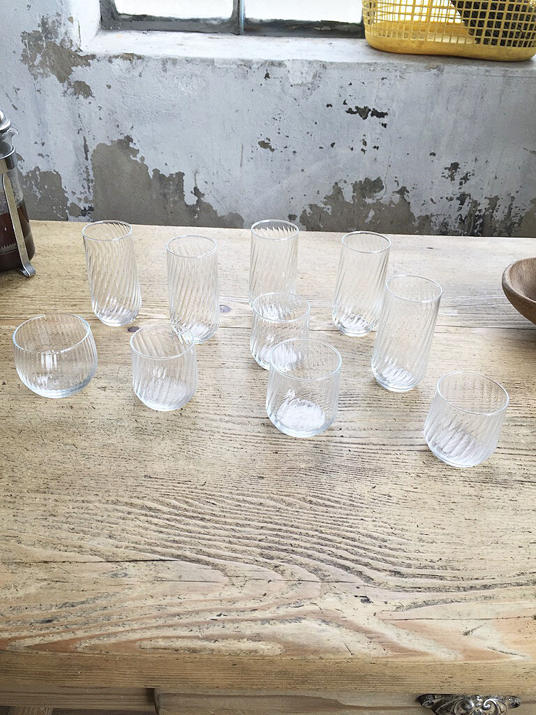 Lot 10 verres striés