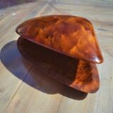 Walnut magnifying glass box in the shape of a shell