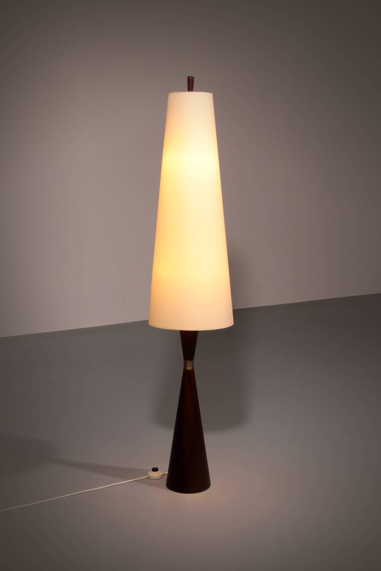 Vintage teak floor lamp with fabric shade from Parker Knoll, 1960s