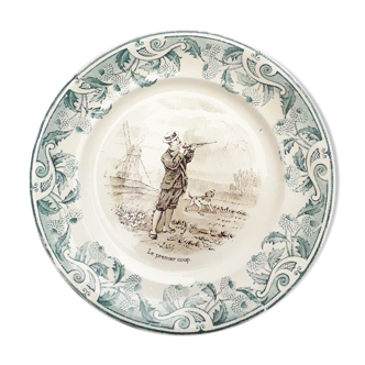 Old French plate, opaque porcelain, plate