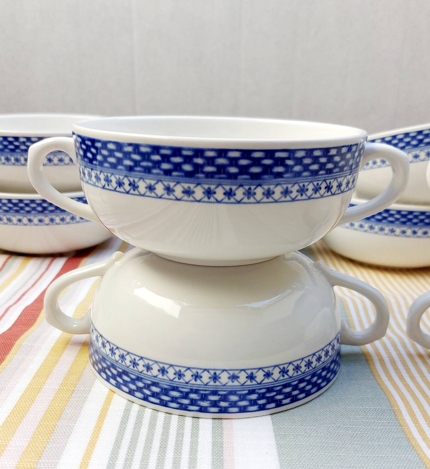 6 Royal Boch handle bowls