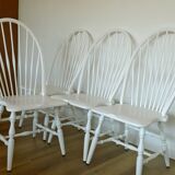 1 of 6 Vintage Wooden Dining Chair Restored Accent White Windsor Chairs