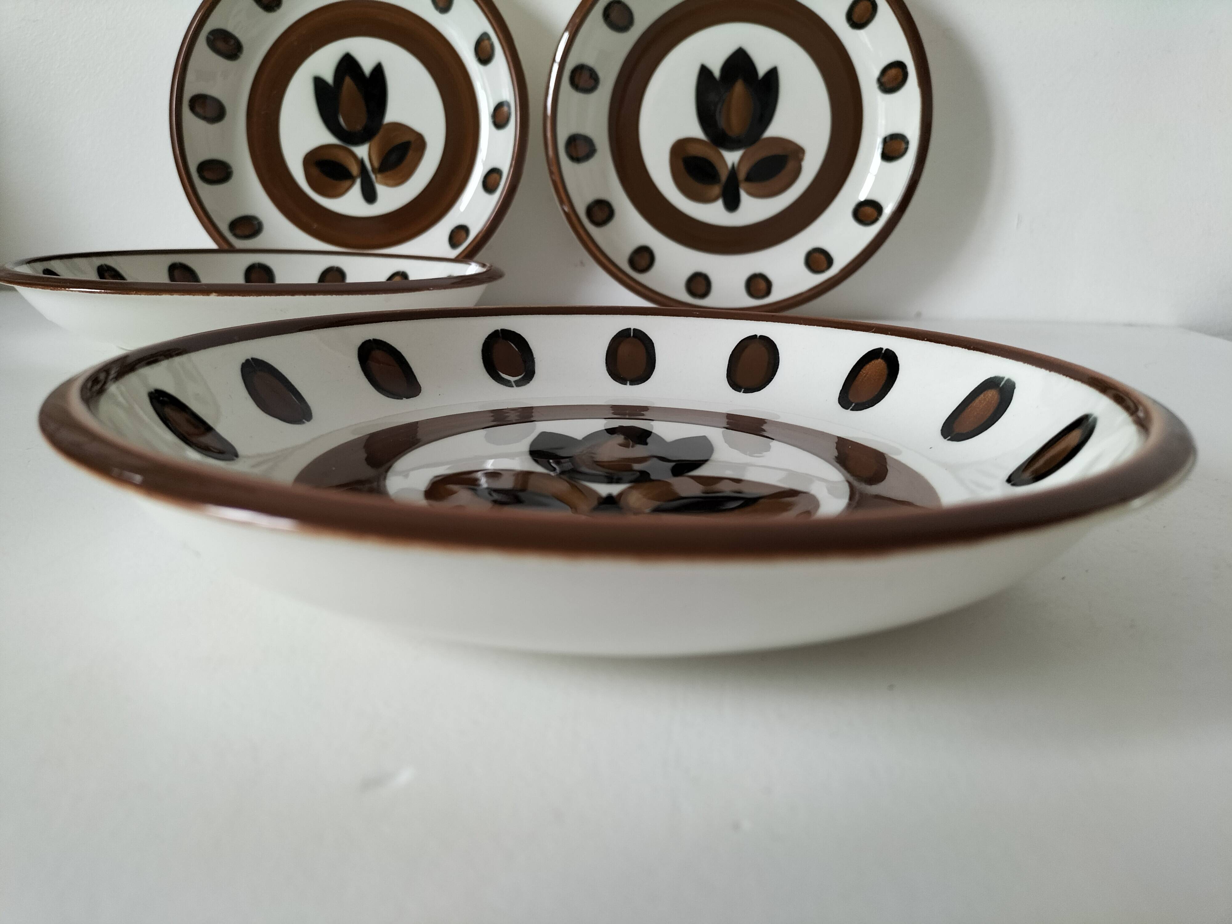 4 deep plates Boch La Louvière model Kimono