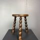Midcentury bobbin wood turned stool, Charles Dudouyt style, France, 1950s