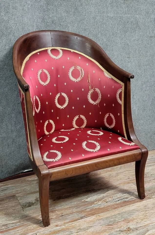 Fauteuil gondole époque Empire en acajou époque XIXeme