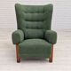 1960s, scandinavian design, restored high-back recliner, oak wood.