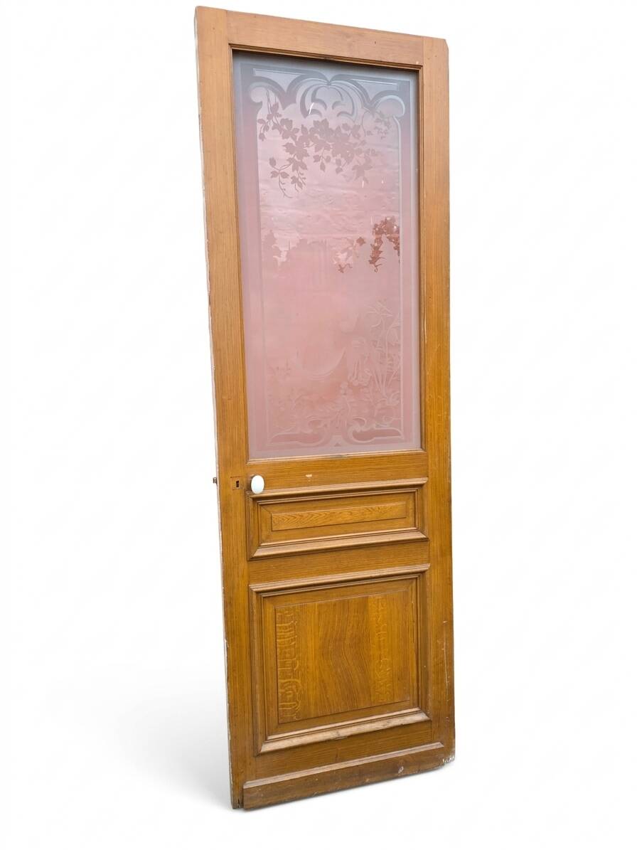 Engraved glass door, late 19th century.
