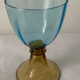 5 glasses in amber and blue crystal George Sand diabolos 19th century