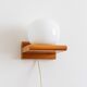 Pair of pine and opaline wall lights, 70s/80s