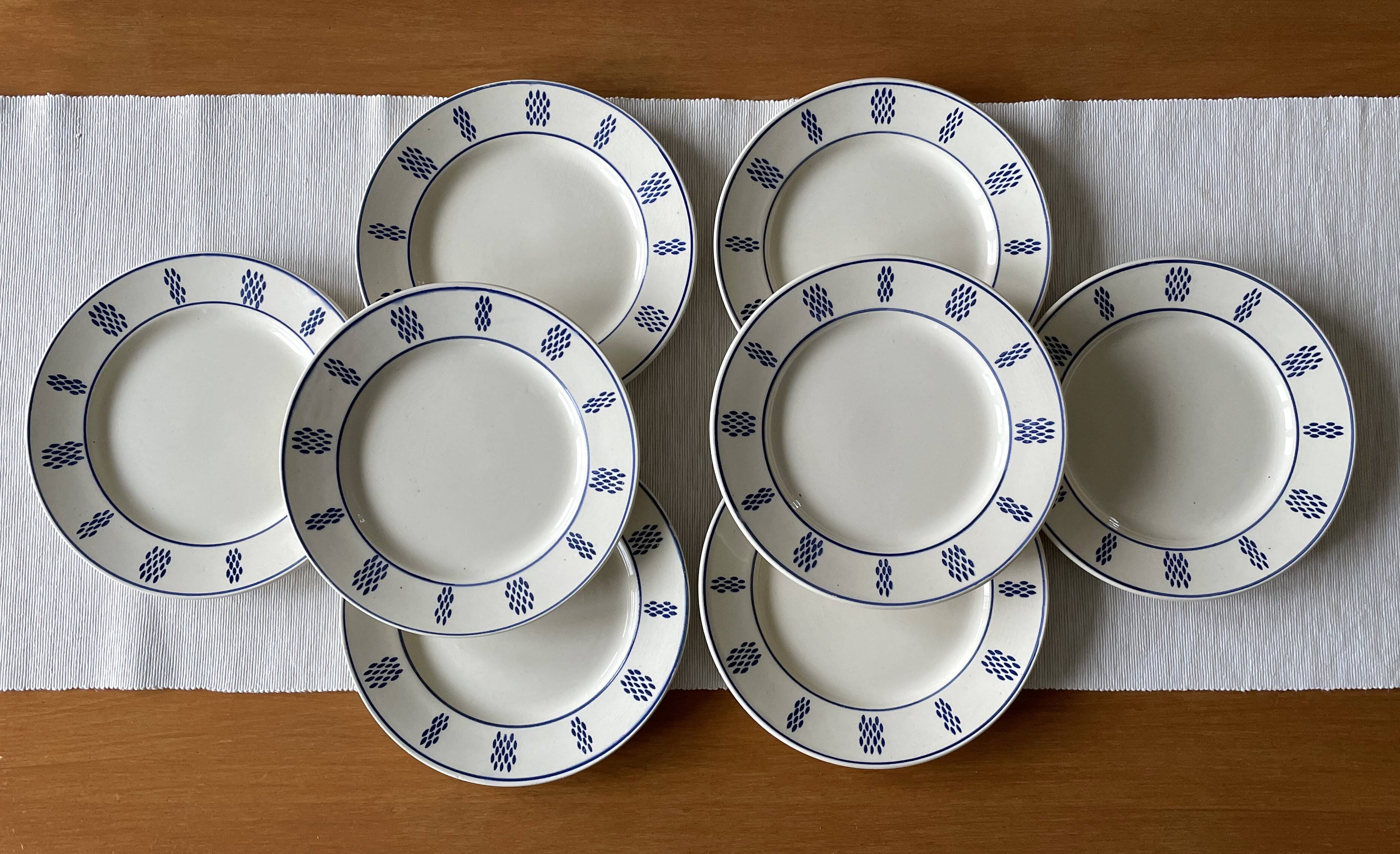 8 old earthenware plates from LUNEVILLE K & G