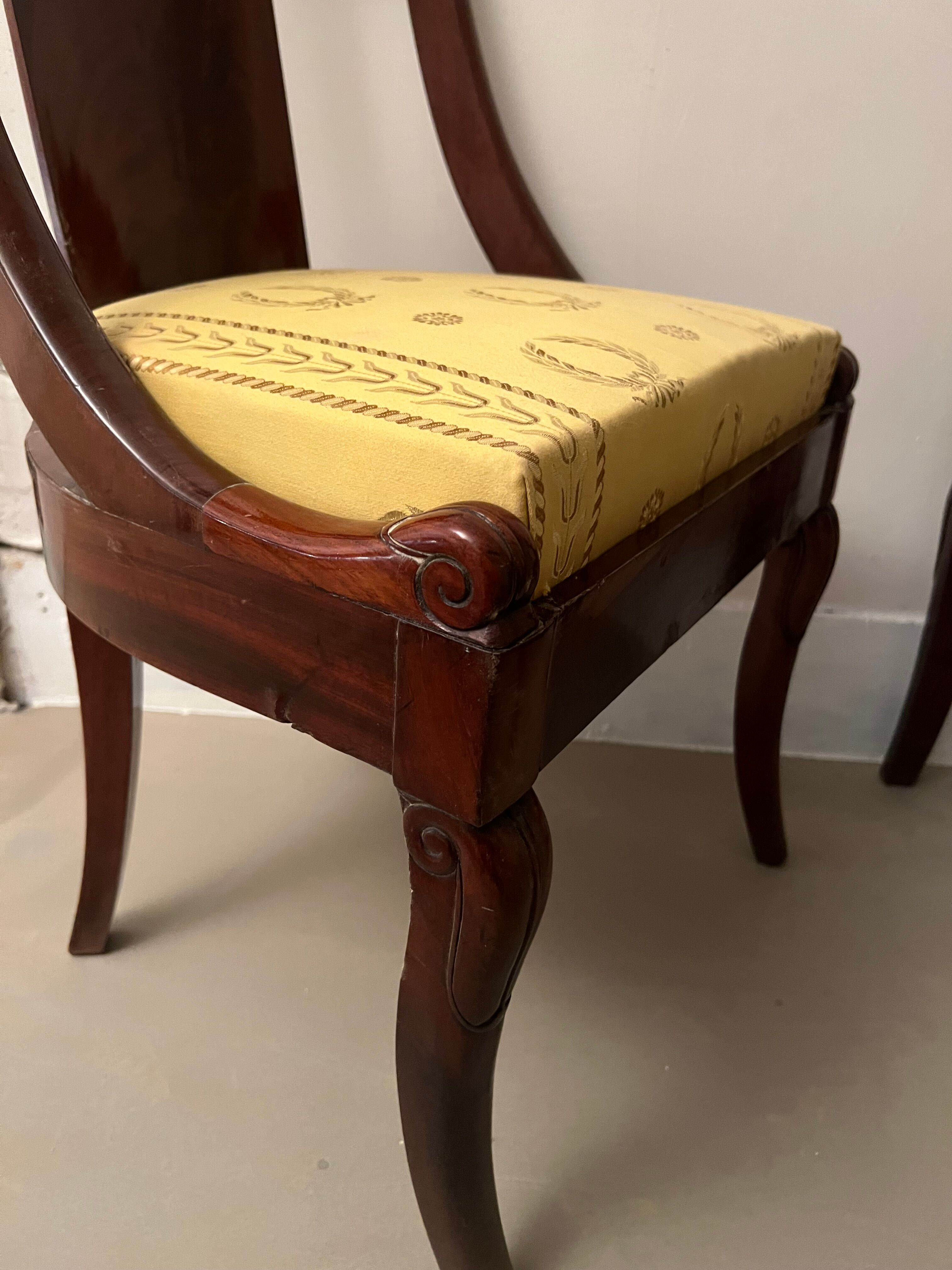 Pair of mahogany empire chairs