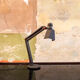 Desk lamp with metal frame and plastic details. Designer C.V.B. 80s