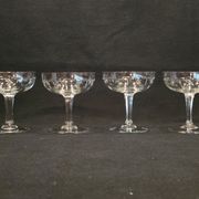 4 Antique Champagne Glasses In Engraved Crystalline