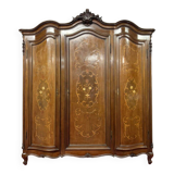 Louis XV wardrobe curved on all sides in precious wood marquetry circa 1900