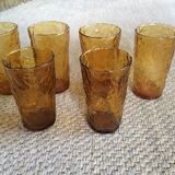Series of 6 amber glasses