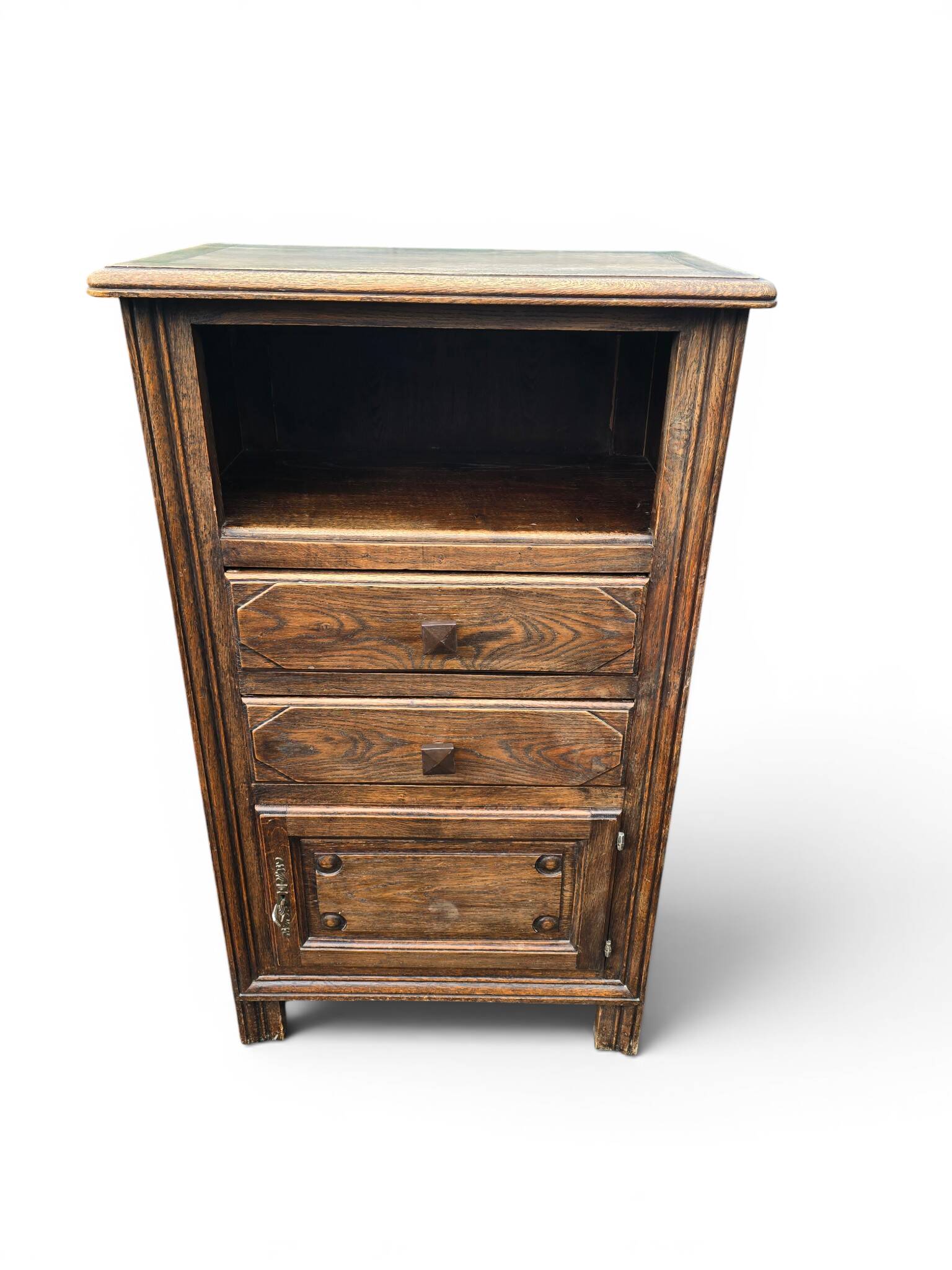 Meuble d’appoint vintage en chêne style rustique