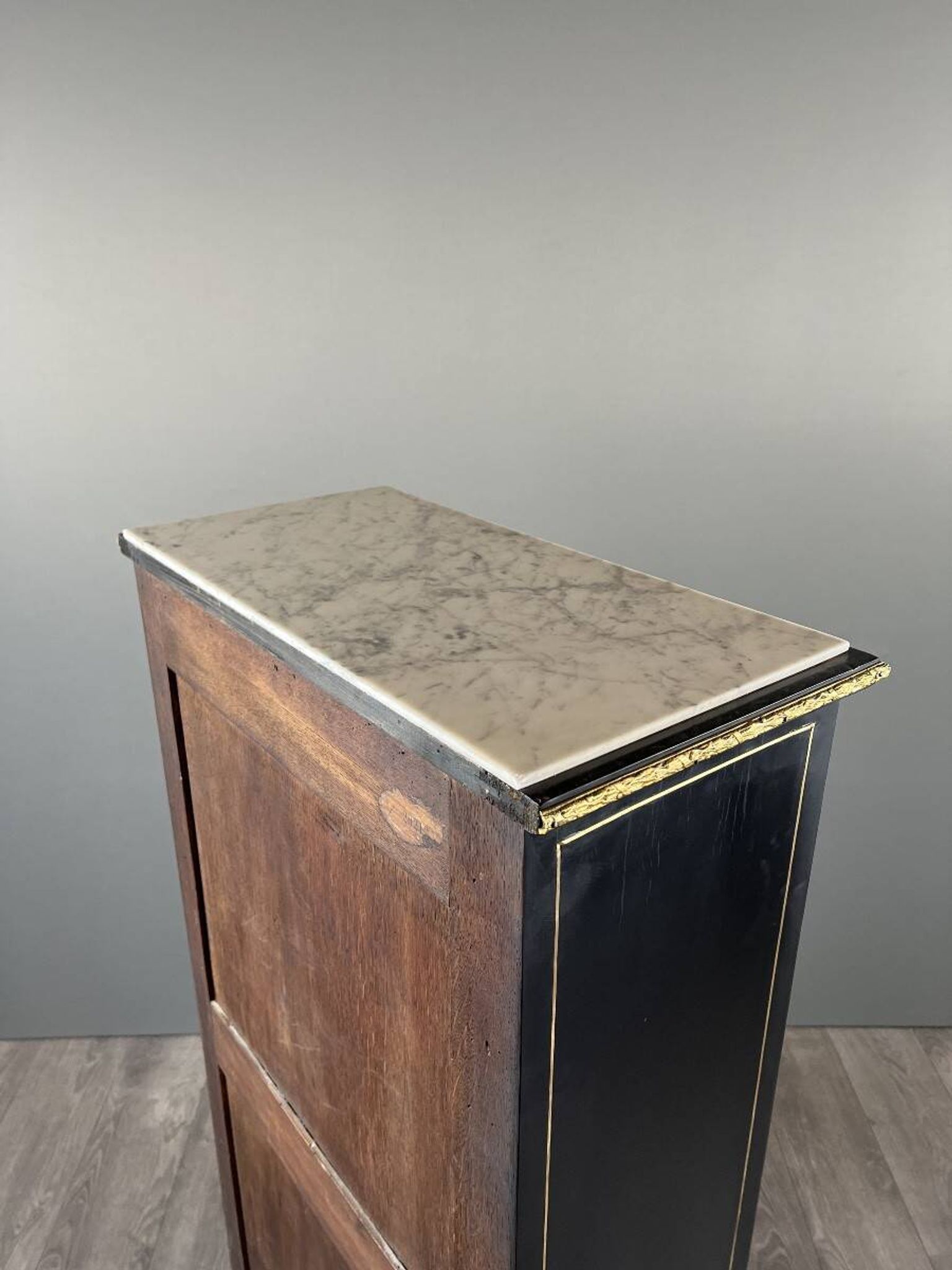 Secretary from the time of Napoleon III in marquetry and gilded bronzes, 19th century.