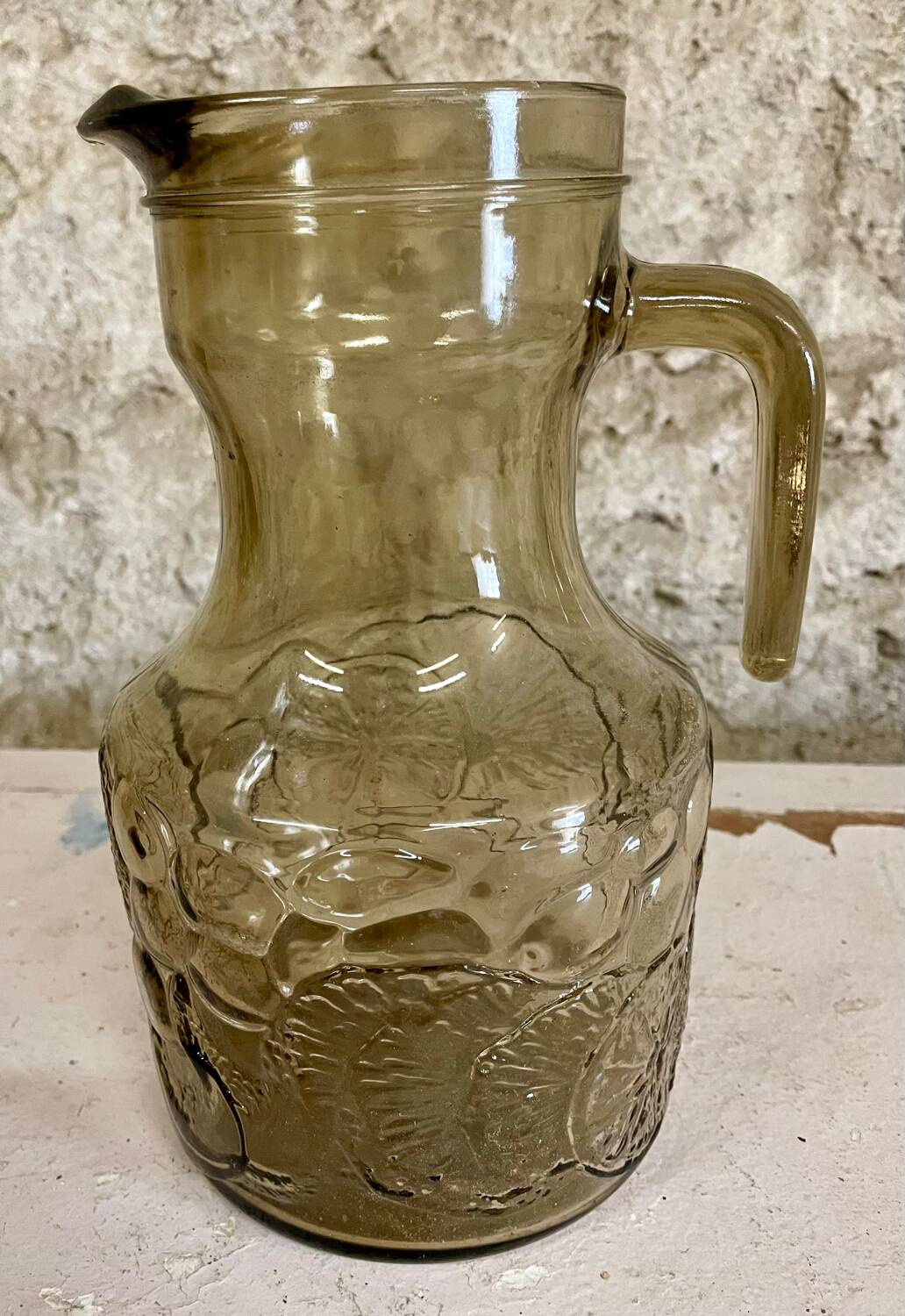 Service à orangeade verre fumé noir ancien/vintage