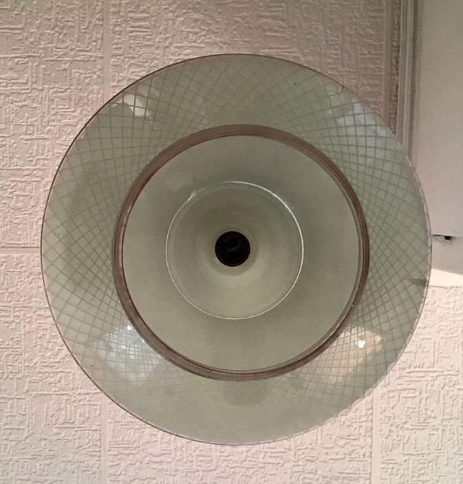 Striated glass suspension, modernist, from the 50s