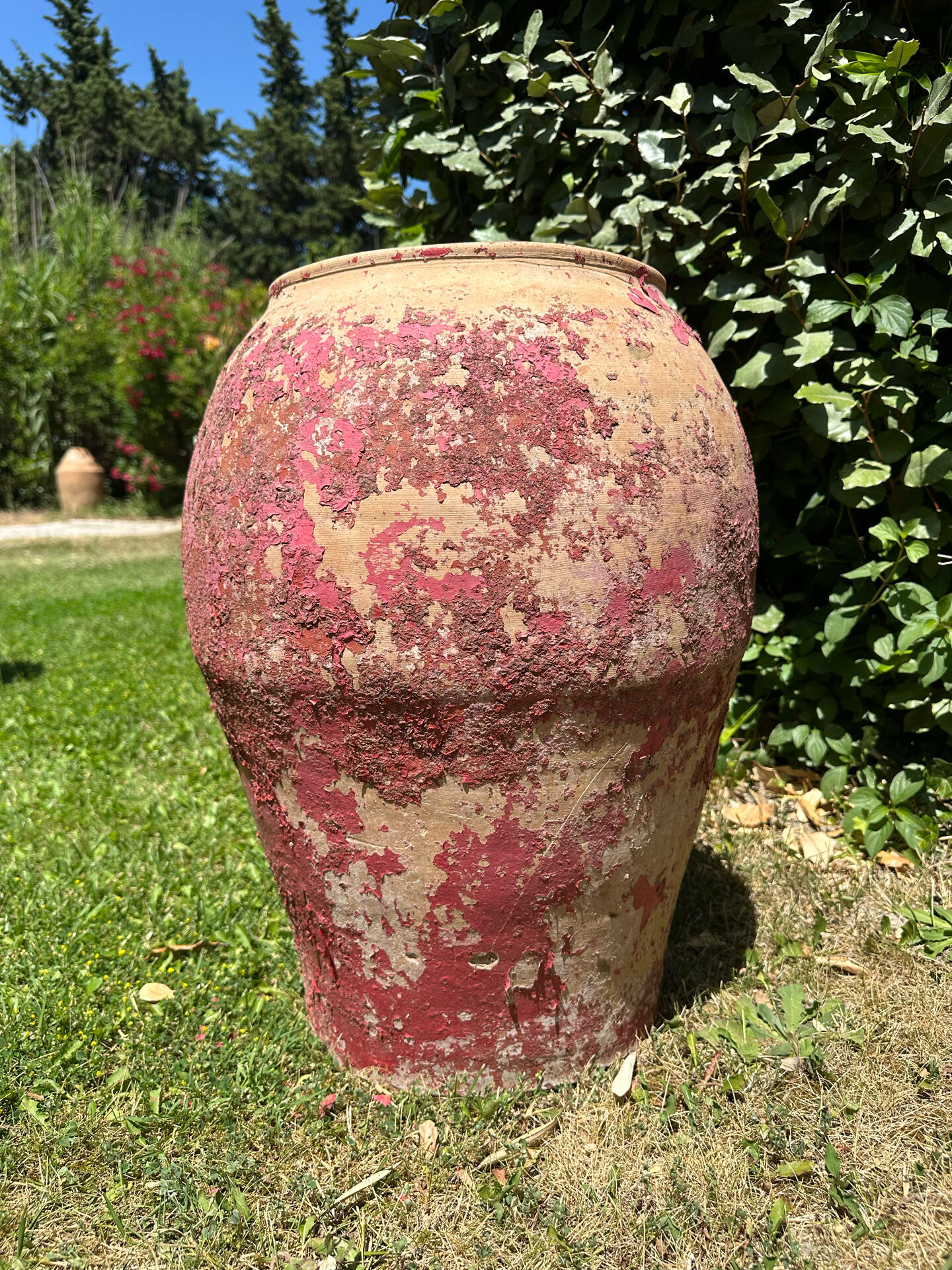 Ancient terracotta pottery jar from the 19th century.