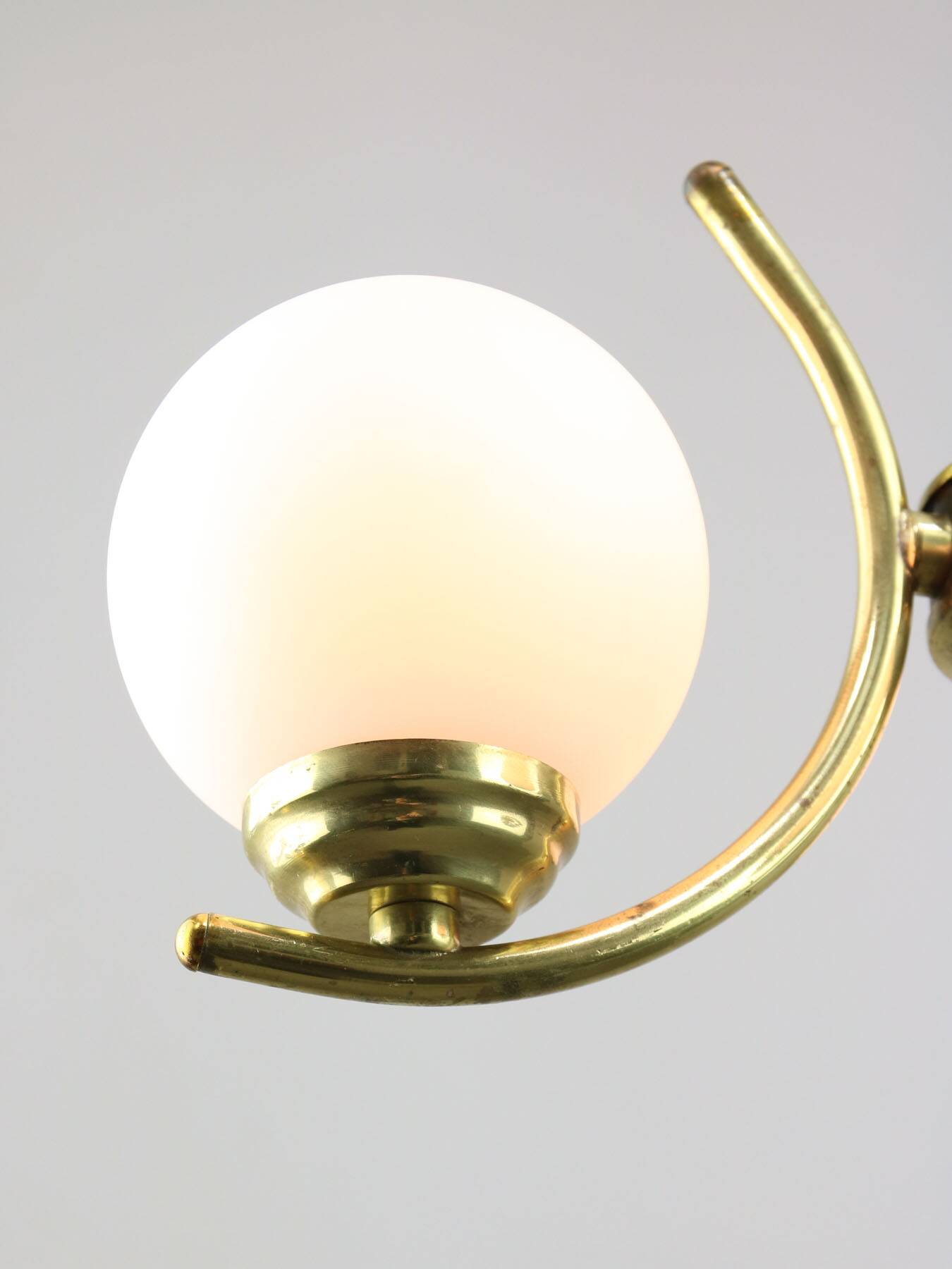 Mid-Century Italian Brass and Opaline Chandelier