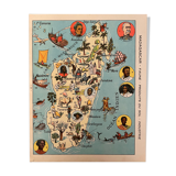 Old poster map of Madagascar (fauna) - 1931
