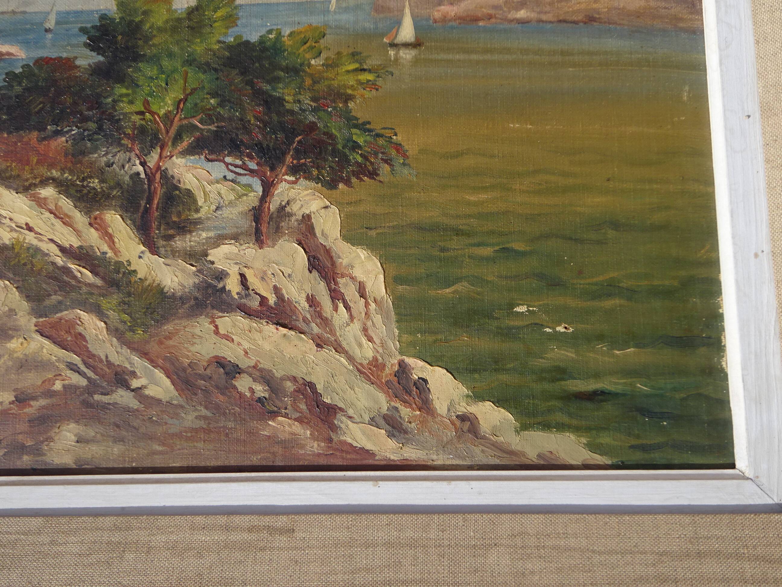 Old painting, landscape of the Calanques de Cassis, signed Alberti.