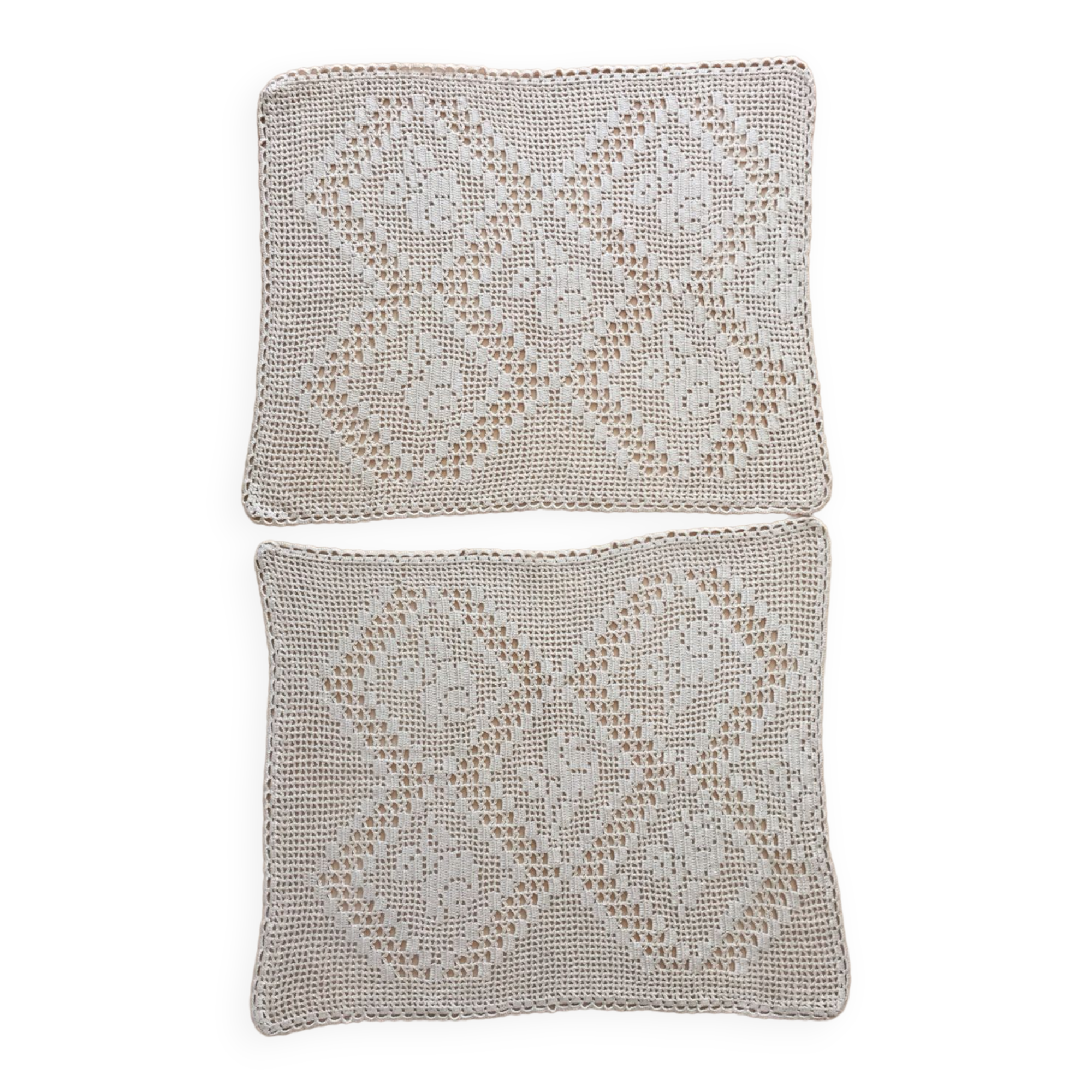 2 large crochet doilies
