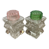 Salt and pepper faceted molded glass