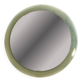Miroir mural rond en verre fumé superposé de style mid-century modern, attribué à Cristal