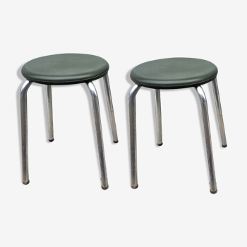 Set de 2 tabourets en bakelit verte