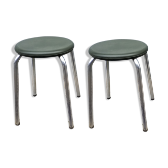 Set of 2 stools in green bakelit