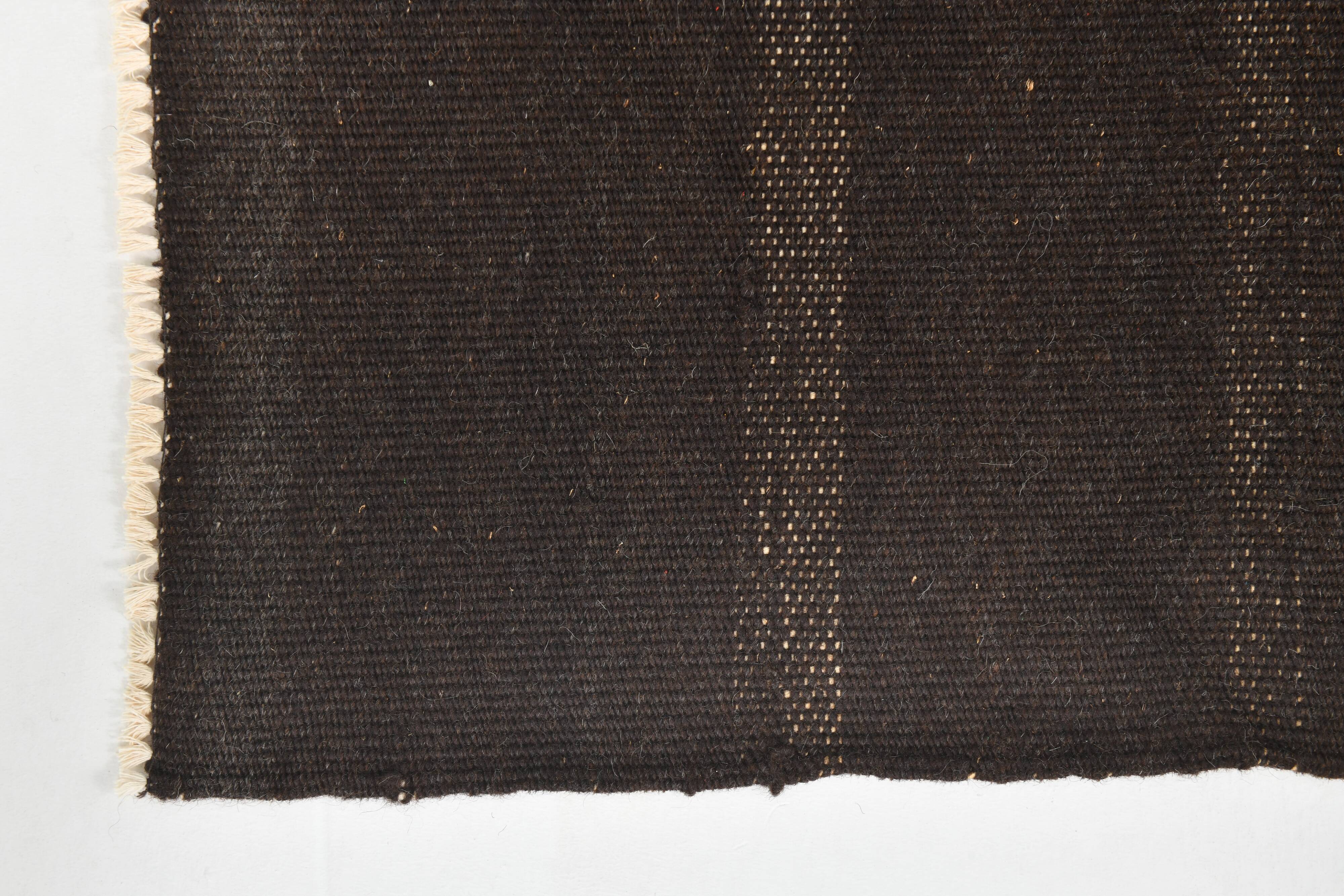 Turkish Dark Brown Modern Vintage Kilim Rug, 320x367Cm